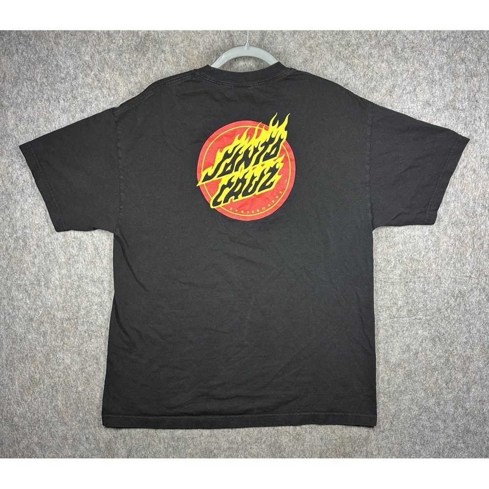Santa Cruz Skateboards Flame Dot T Shirt Mens XL Black Skate Logo Tee